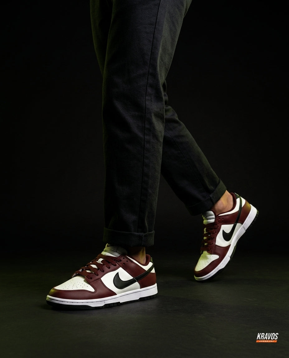 NK Leather Panelled Low Court Trainer Mixed 1 White Maroon Black