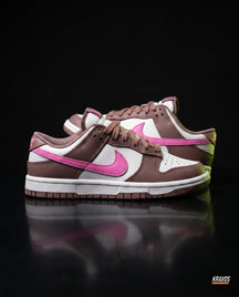 NK Leather Panelled Low Court Trainer White White Mauve Pink