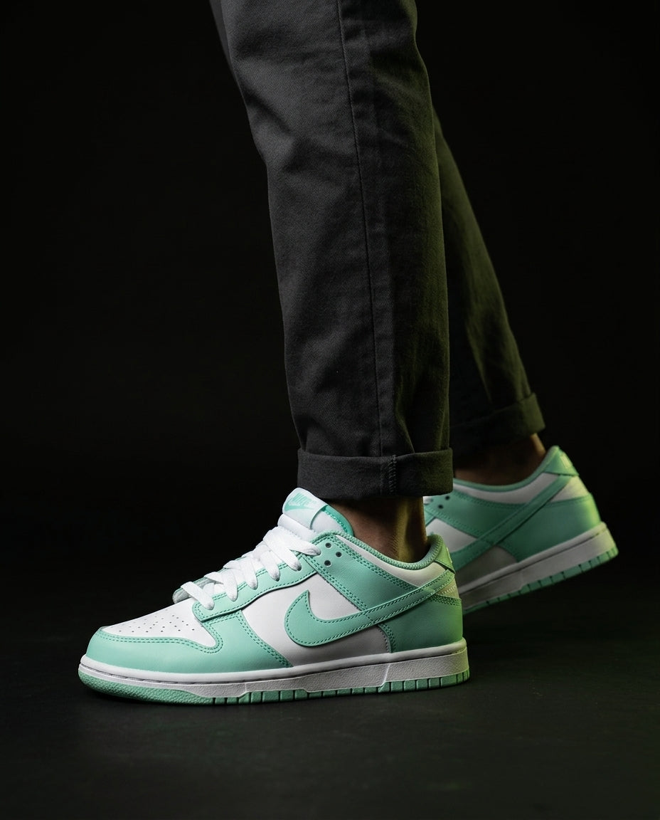 NK Leather Panelled Low Court Trainer White White Mint
