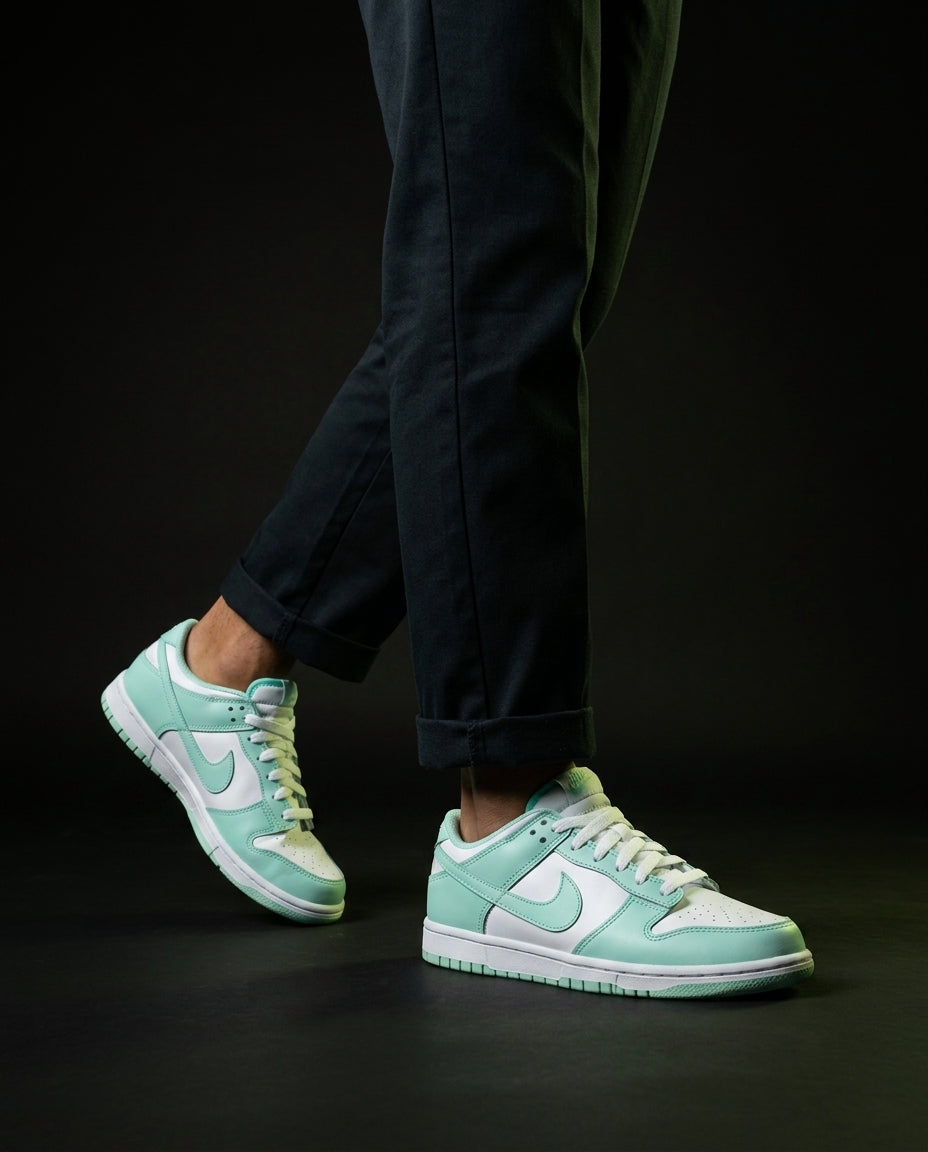 NK Leather Panelled Low Court Trainer White White Mint