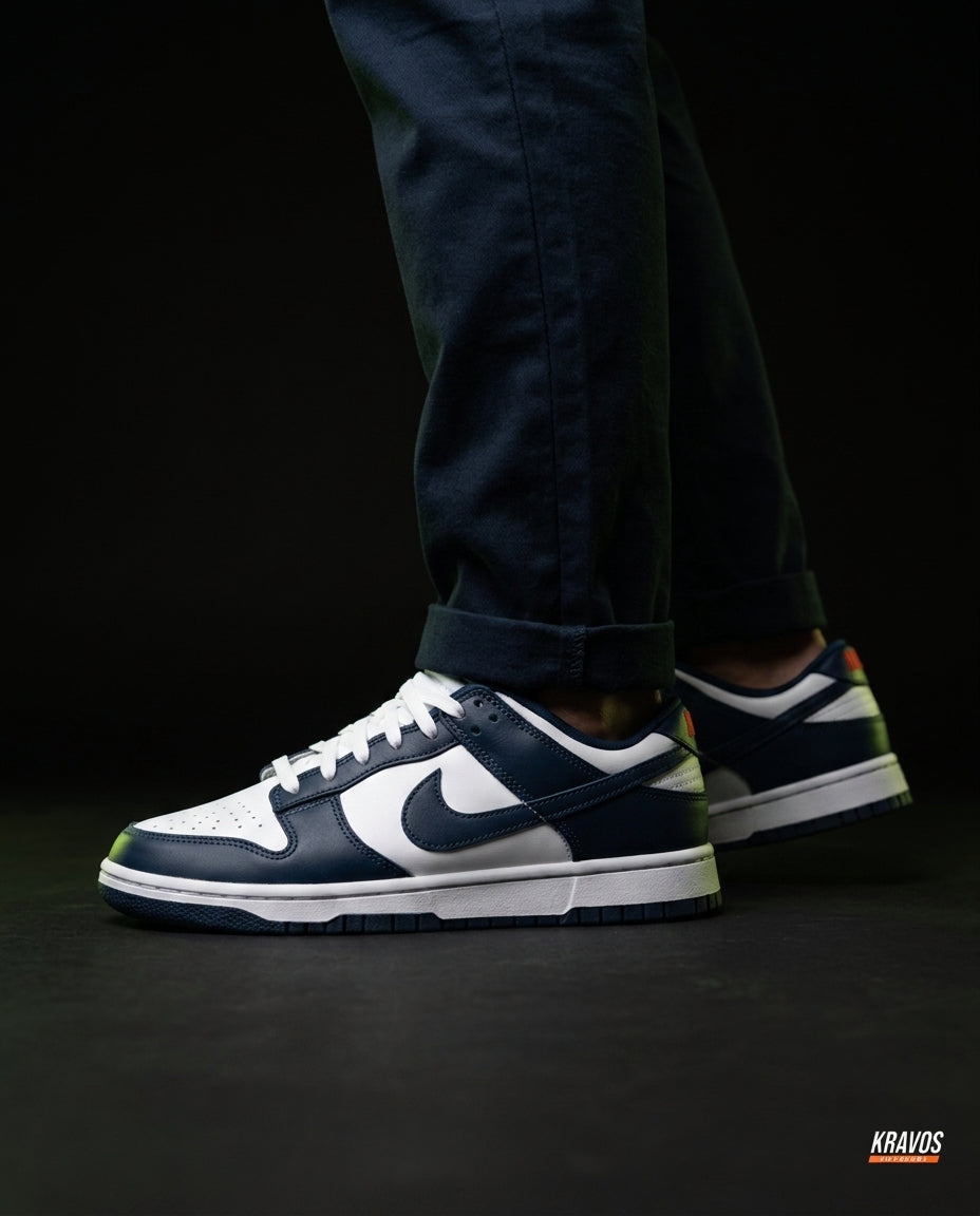 NK Leather Panelled Low Court Trainer Mixed 4 White Navy