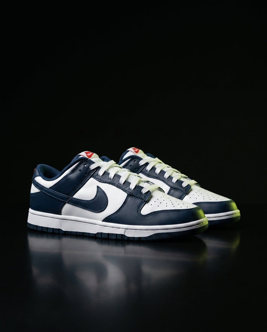 NK Leather Panelled Low Court Trainer Mixed 4 White Navy