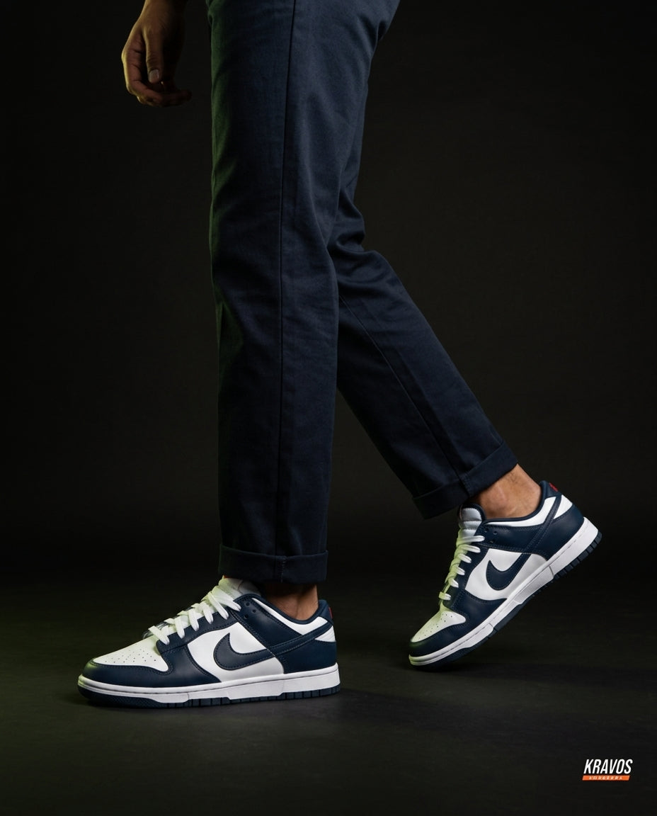 NK Leather Panelled Low Court Trainer Mixed 4 White Navy