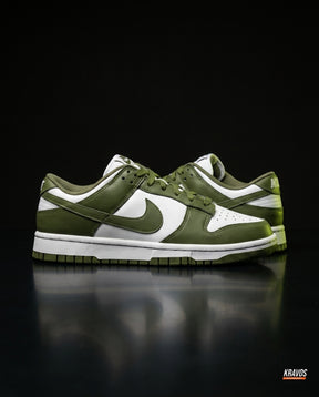 NK Leather Panelled Low Court Trainer Mixed 2 White Olive