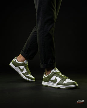 NK Leather Panelled Low Court Trainer Mixed 2 White Olive