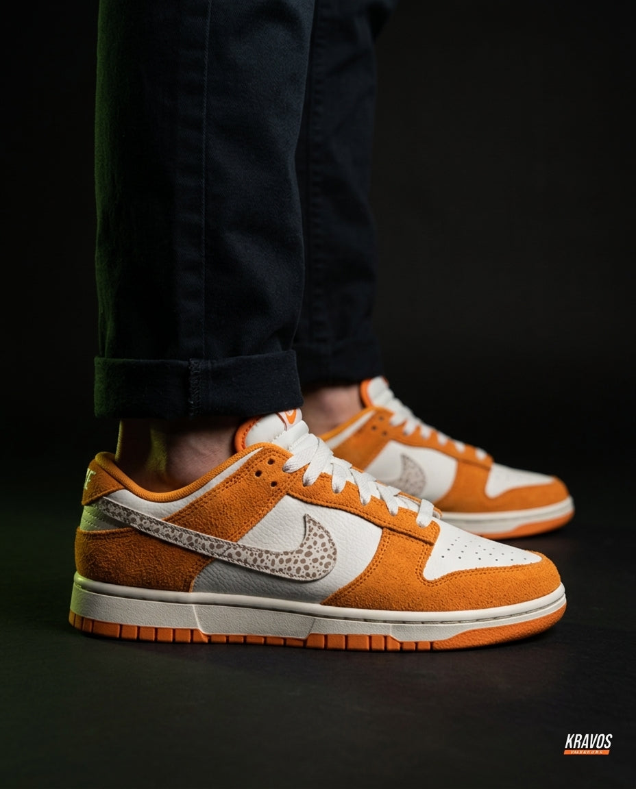 NK Leather Panelled Low Court Trainer Mixed 1 White Orange