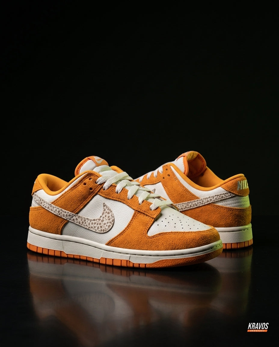 NK Leather Panelled Low Court Trainer Mixed 1 White Orange