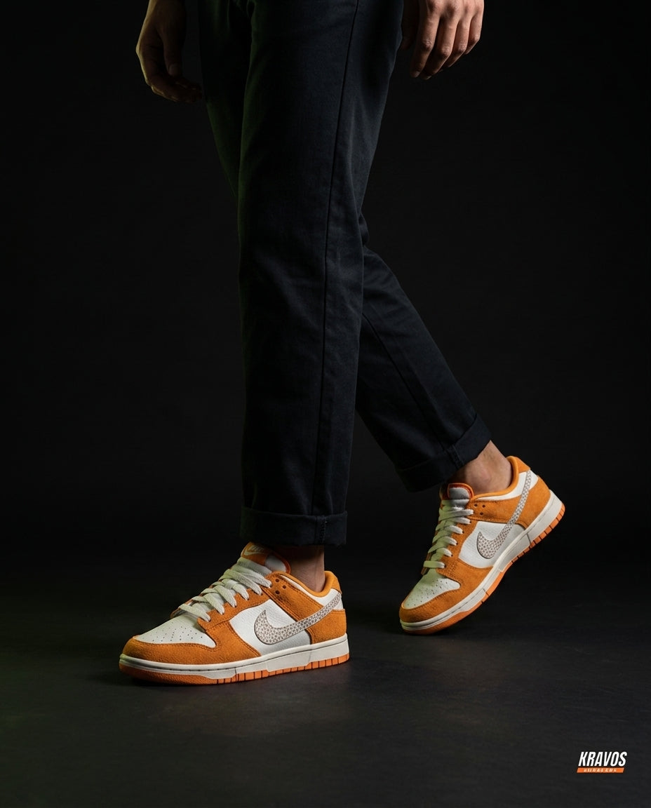 NK Leather Panelled Low Court Trainer Mixed 1 White Orange