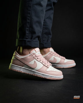 NK Leather Panelled Low Court Trainer White White Pink