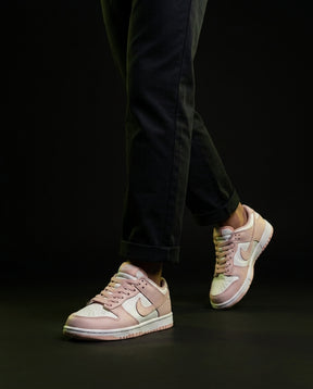 NK Leather Panelled Low Court Trainer White White Pink