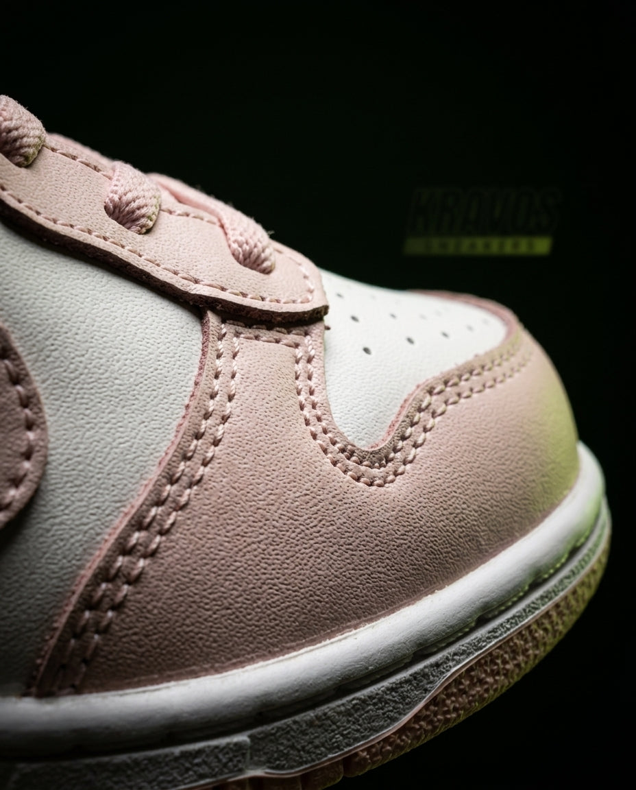 NK Leather Panelled Low Court Trainer White White Pink