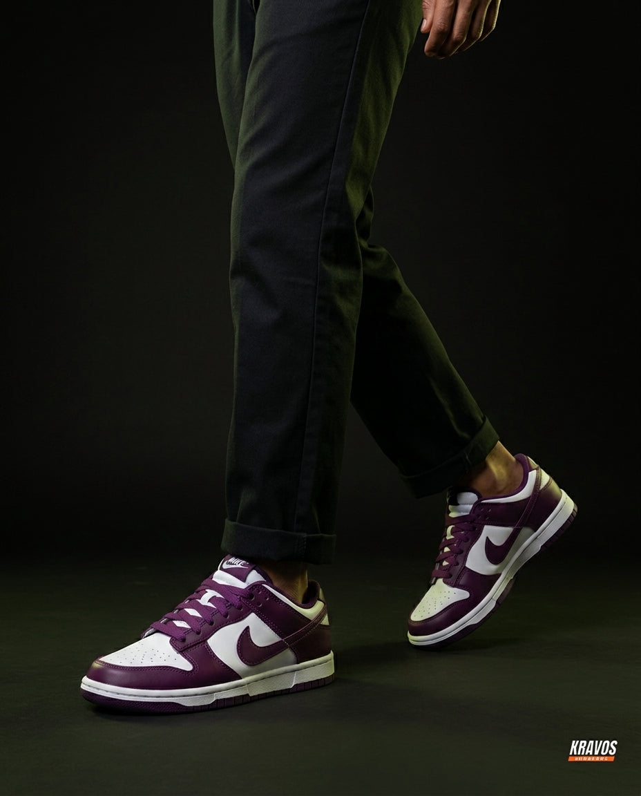 NK Leather Panelled Low Court Trainer Mixed 4 White Purple