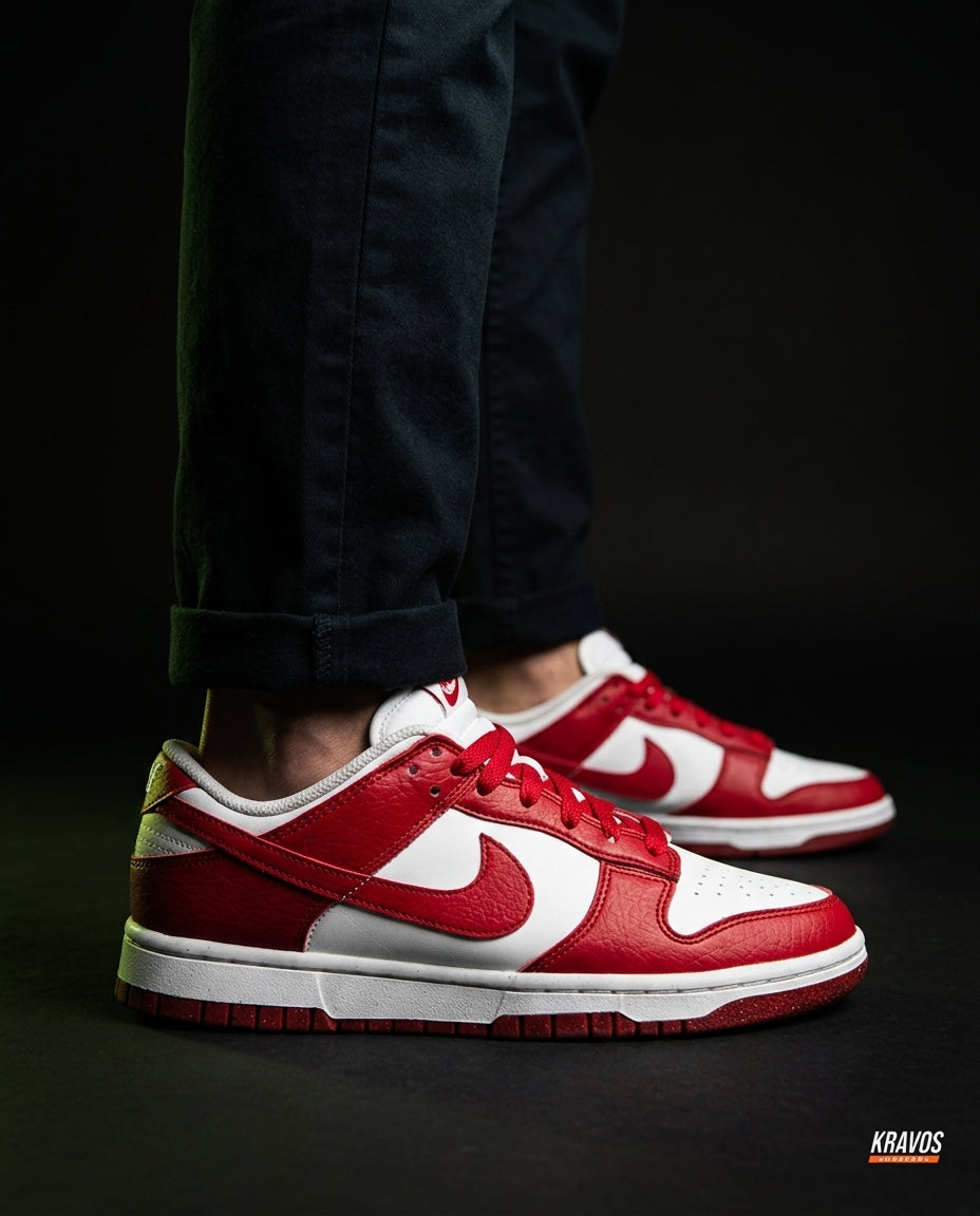 NK Leather Panelled Low Court Trainer Mixed 3 White Red