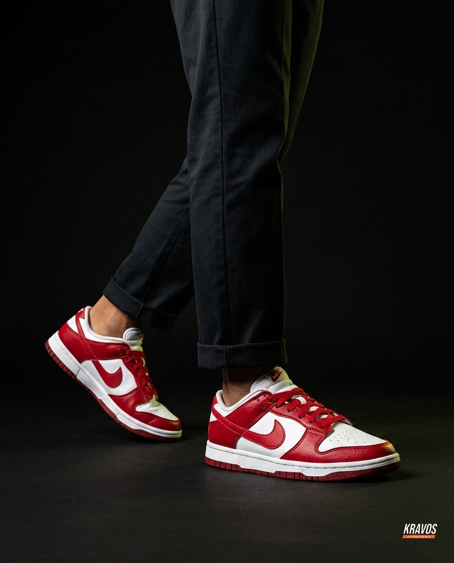 NK Leather Panelled Low Court Trainer Mixed 3 White Red