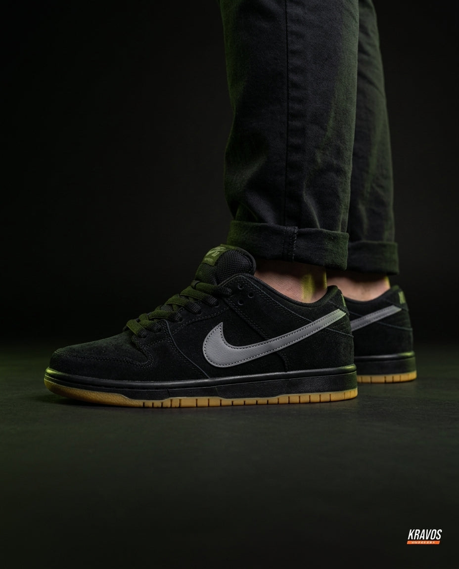 NK Leather Panelled Skate Trainer Black Black Gum