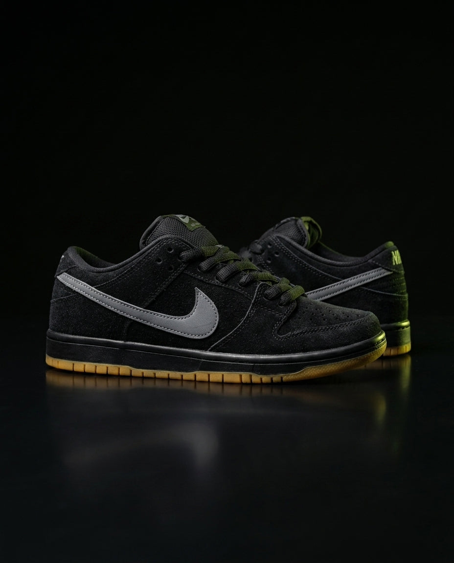NK Leather Panelled Skate Trainer Black Black Gum
