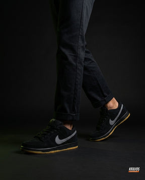 NK Leather Panelled Skate Trainer Black Black Gum