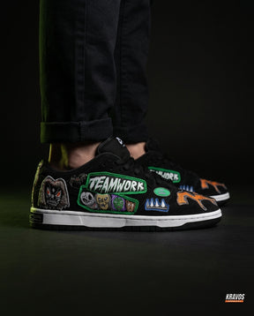NK Leather Panelled Skate Trainer Black Black Multicolour