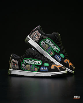 NK Leather Panelled Skate Trainer Black Black Multicolour