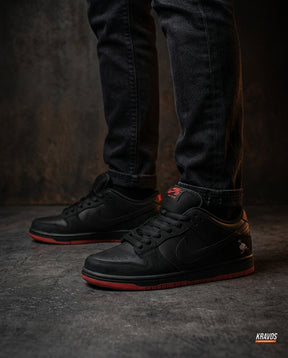 NK Leather Panelled Skate Trainer Black Black Red