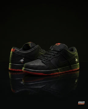 NK Leather Panelled Skate Trainer Black Black Red