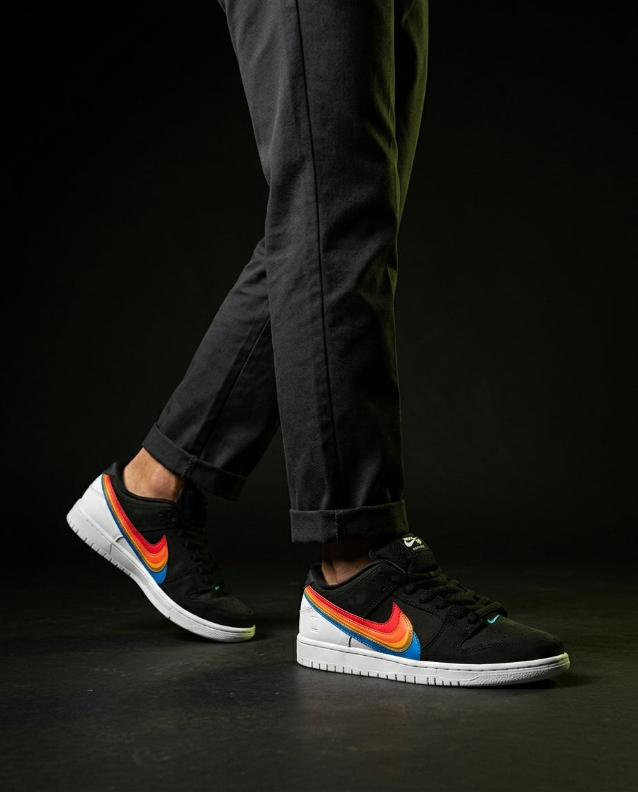 NK Leather Panelled Skate Trainer Mixed 1 Black White Multicolor