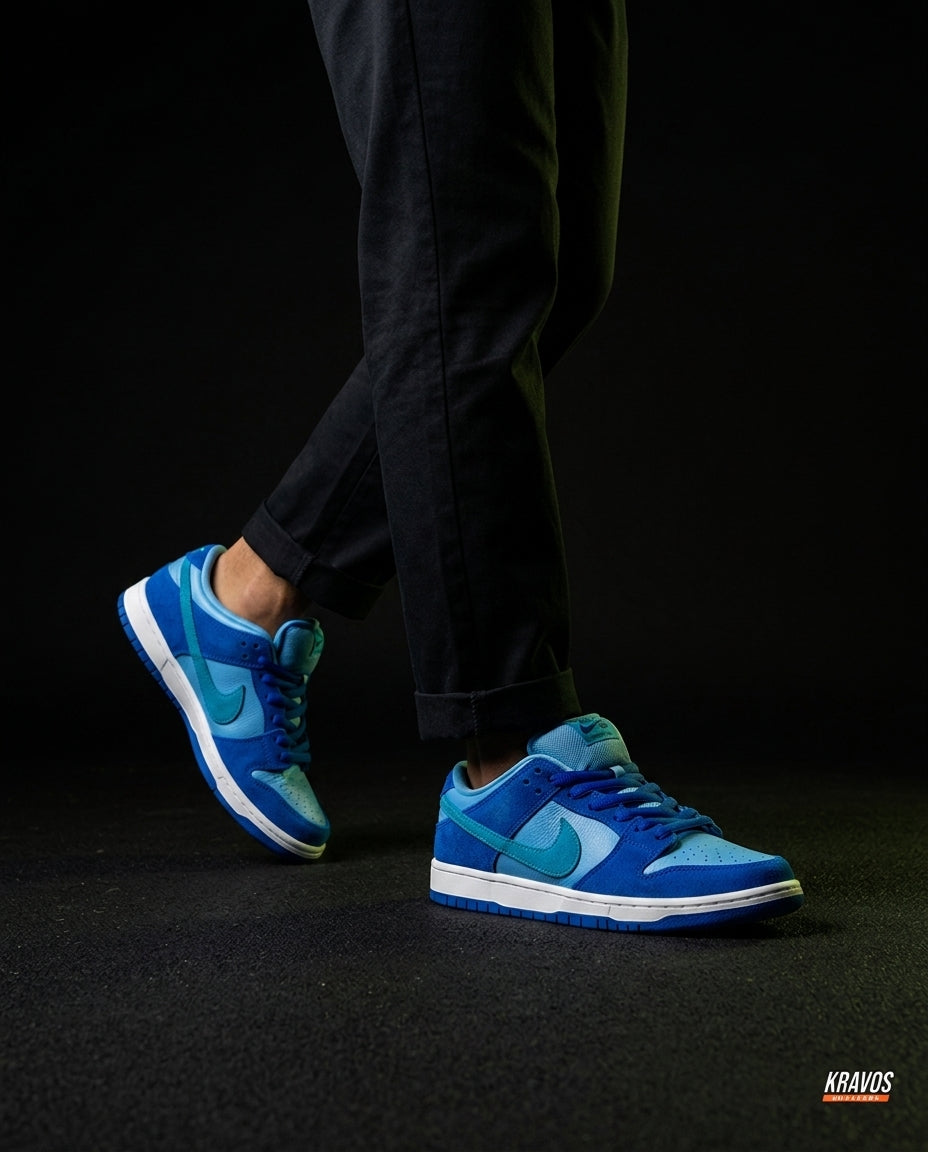 NK Leather Panelled Skate Trainer Mixed 2 Blue Royal
