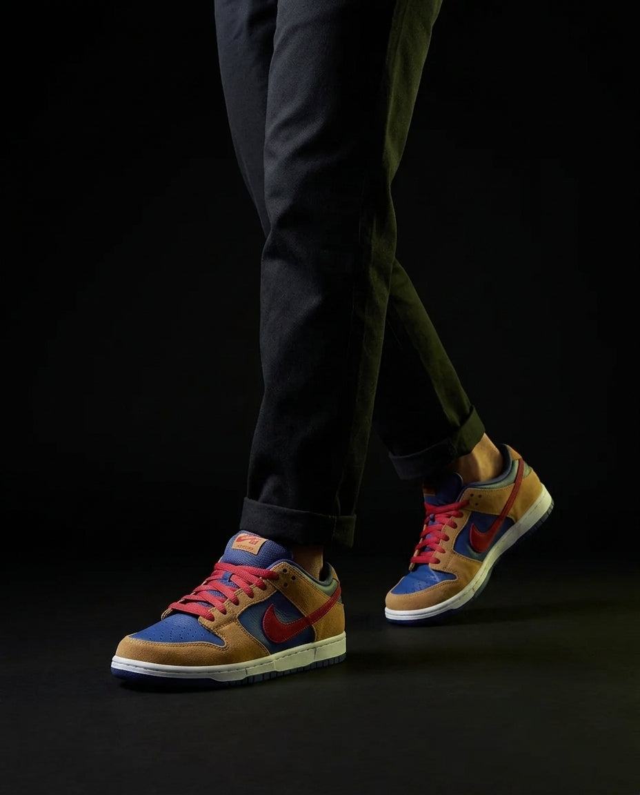 NK Leather Panelled Skate Trainer Mixed 1 Blue Tan Red