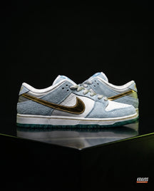 NK Leather Panelled Skate Trainer White Blue White Gold