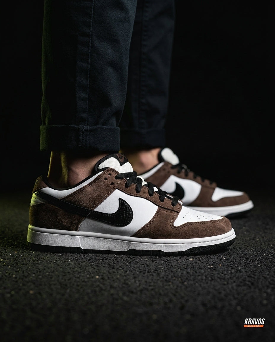 NK Leather Panelled Skate Trainer Mixed 2 Brown White Black