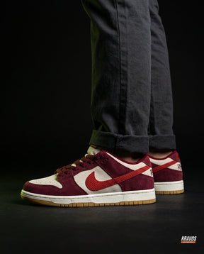NK Leather Panelled Skate Trainer Mixed 1 Burgundy Cream Red