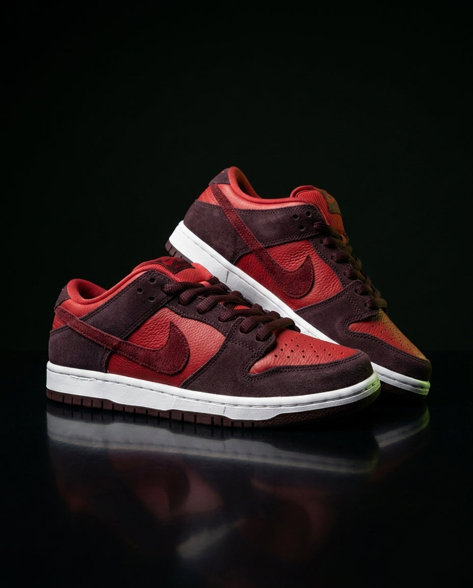 NK Leather Panelled Skate Trainer Mixed 2 Burgundy Red