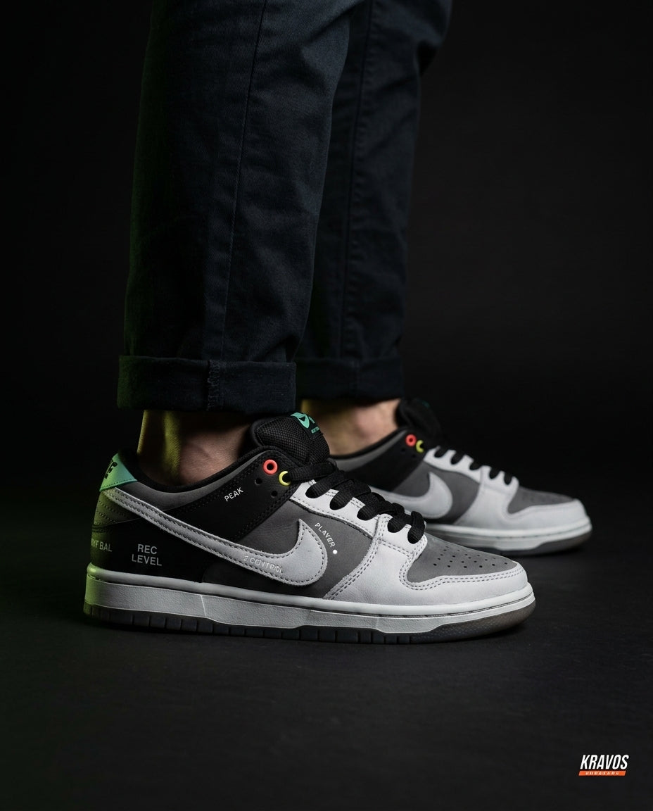 NK Leather Panelled Skate Trainer Mixed 1 Grey Black White