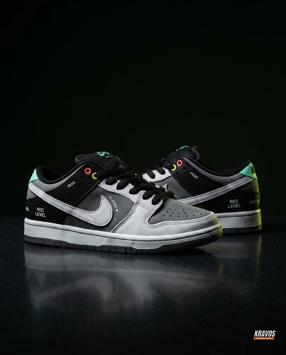 NK Leather Panelled Skate Trainer Mixed 1 Grey Black White