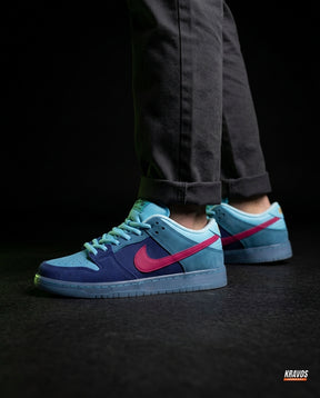 NK Leather Panelled Skate Trainer Mixed 2 Navy Blue Pink