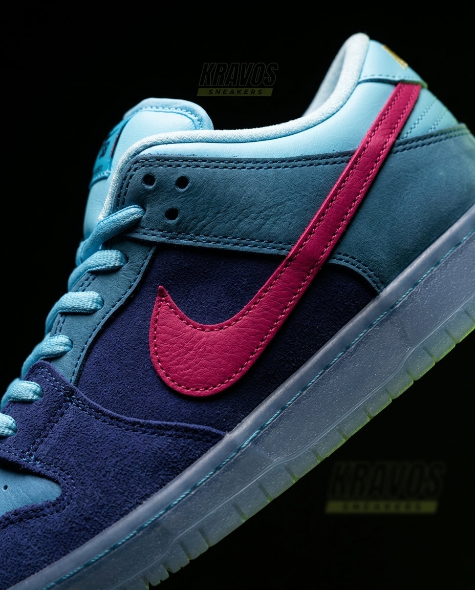 NK Leather Panelled Skate Trainer Mixed 2 Navy Blue Pink