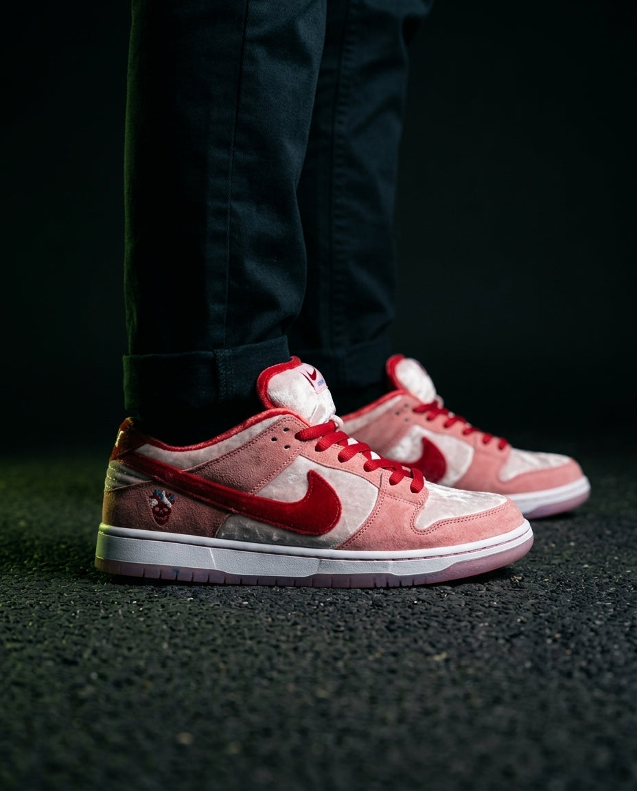 NK Leather Panelled Skate Trainer Mixed 1 Pink Red White