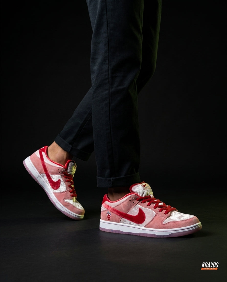 NK Leather Panelled Skate Trainer Mixed 1 Pink Red White