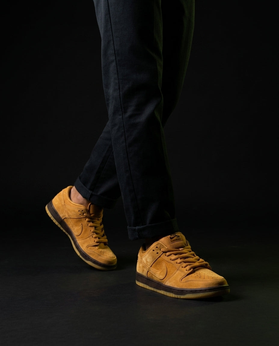 NK Leather Panelled Skate Trainer Mixed 2 Wheat Gum