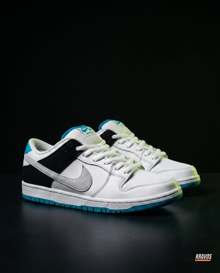 NK Leather Panelled Skate Trainer White White Black Blue