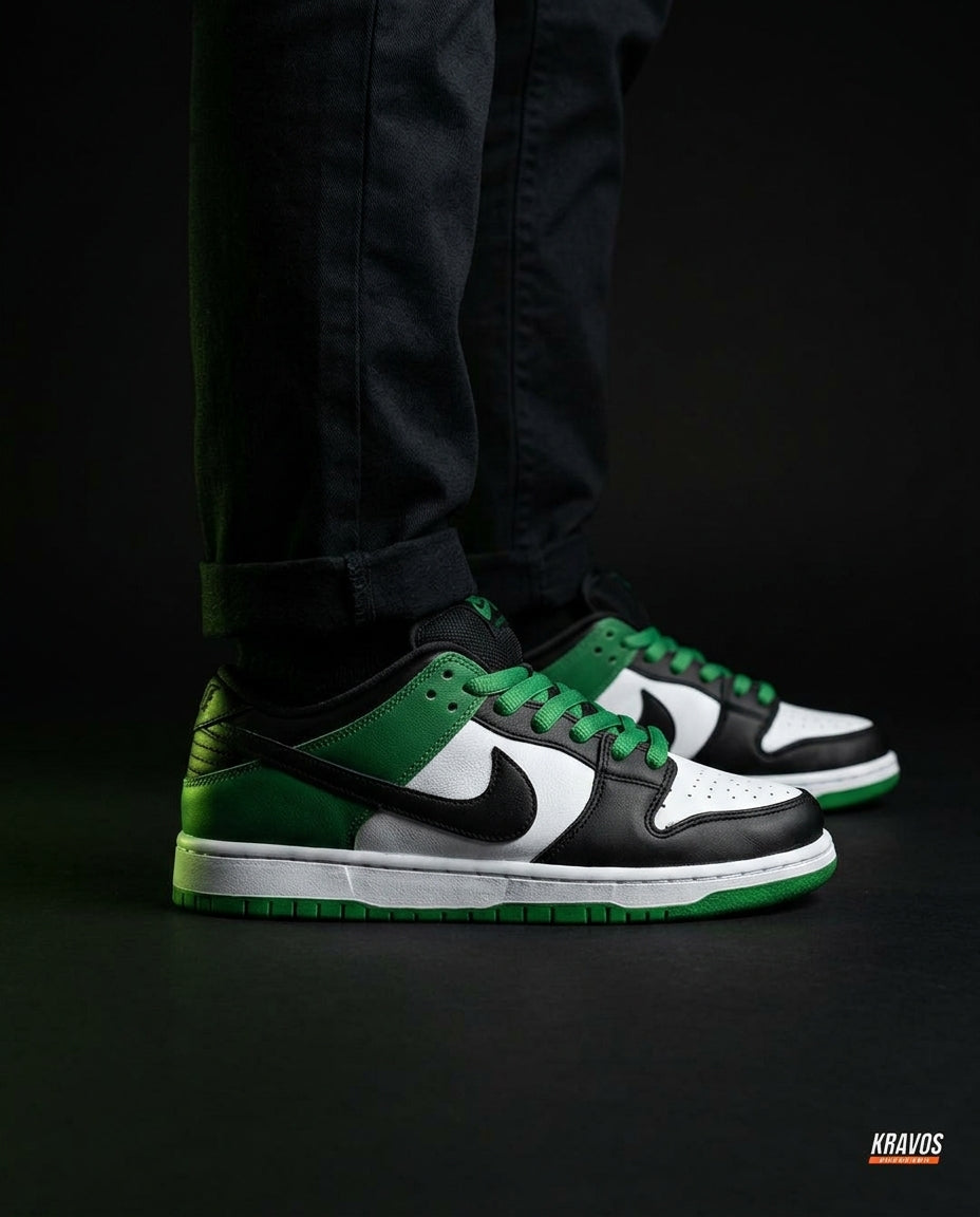 NK Leather Panelled Skate Trainer Mixed 1 White Black Green