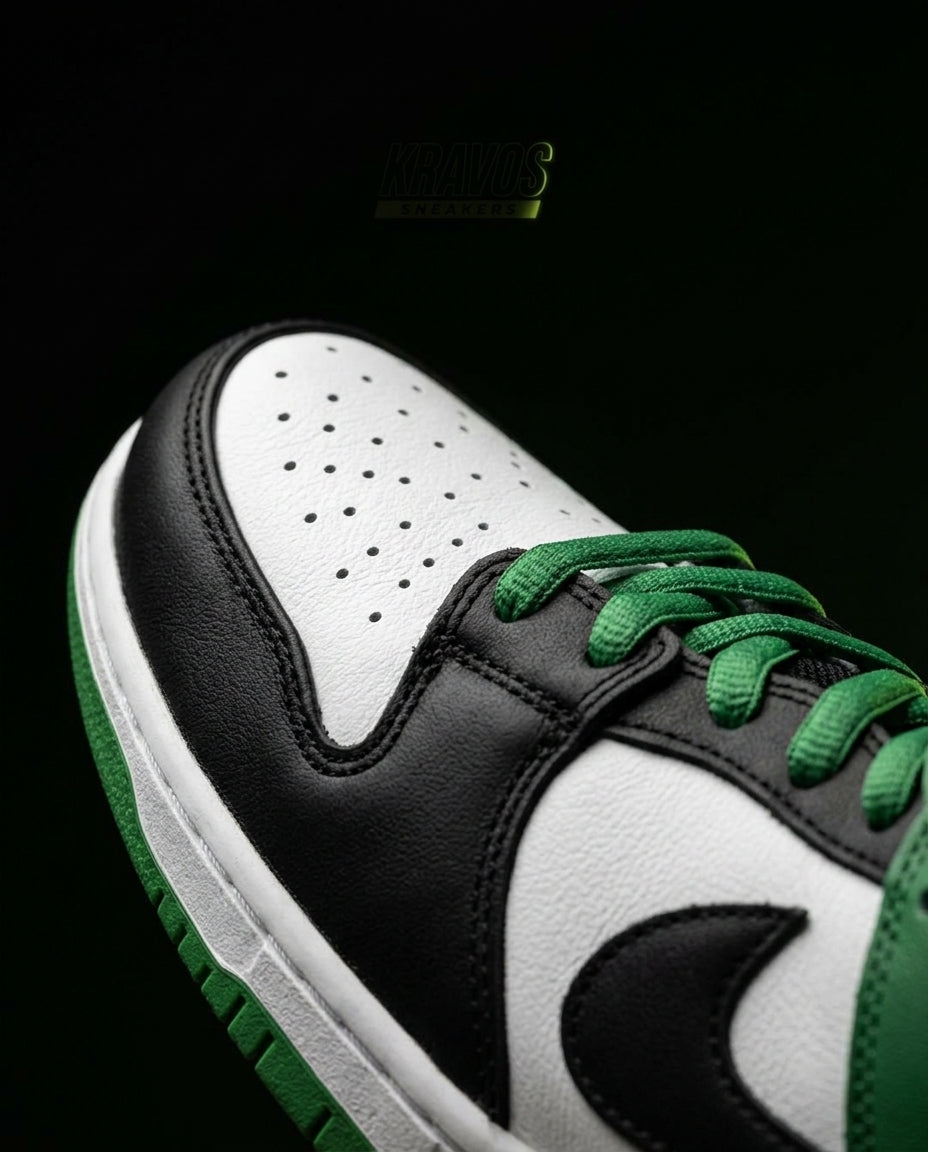 NK Leather Panelled Skate Trainer Mixed 1 White Black Green