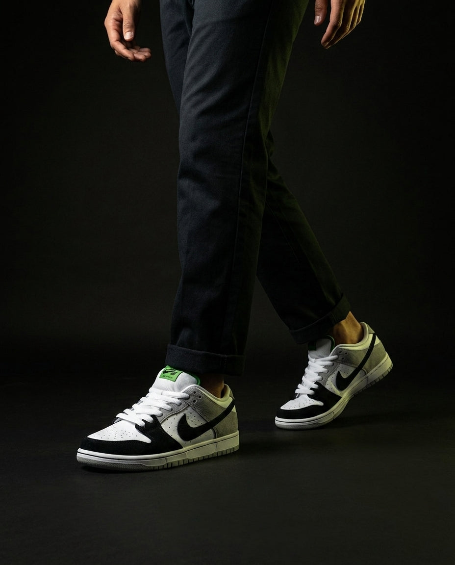 NK Leather Panelled Skate Trainer Mixed 1 White Black Grey