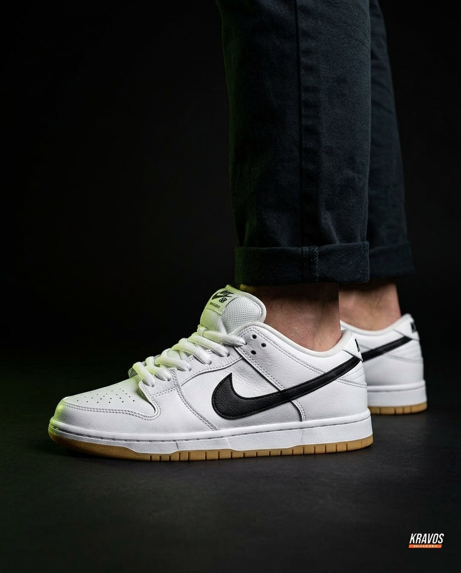 NK Leather Panelled Skate Trainer White White Black Gum
