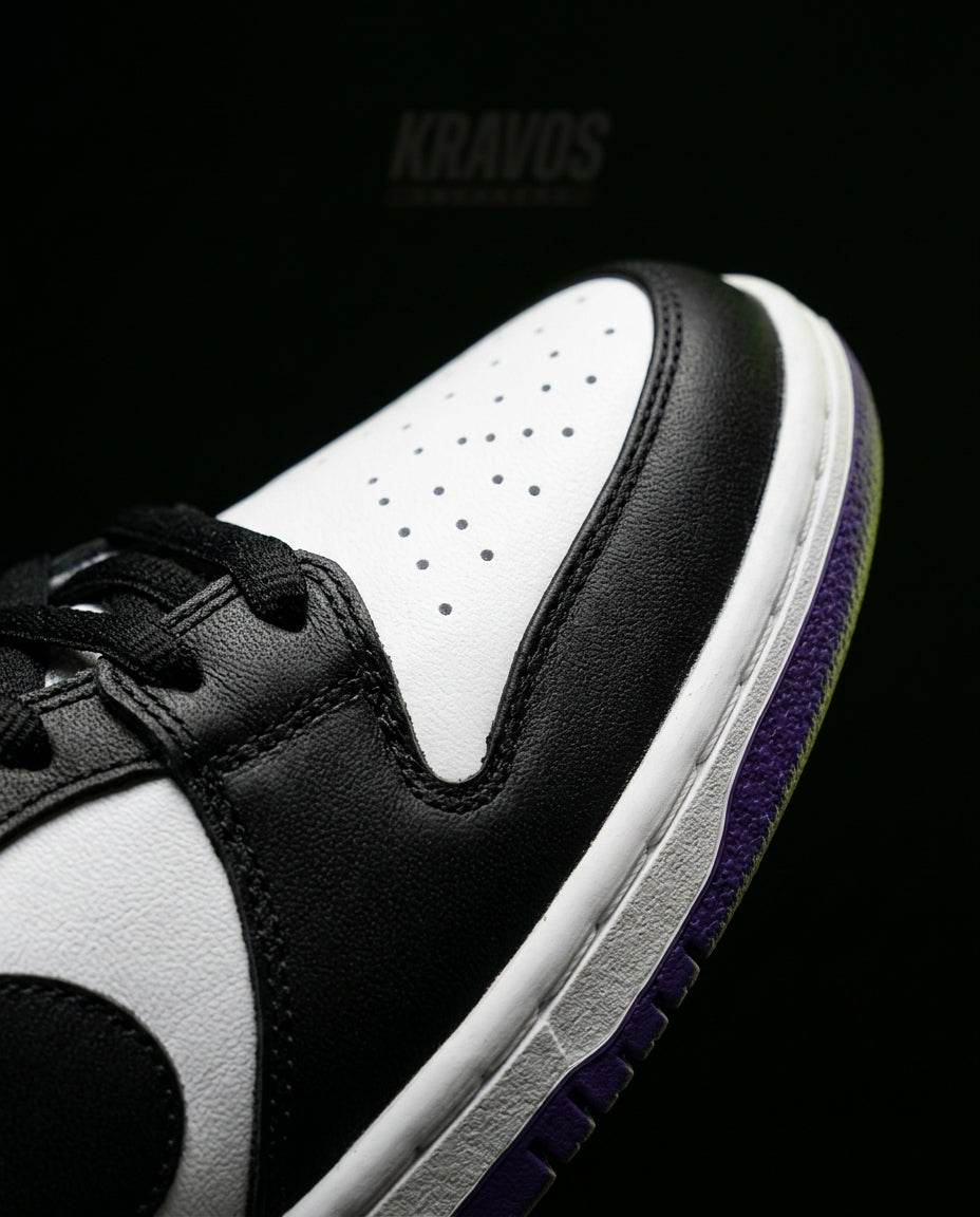 NK Leather Panelled Skate Trainer Mixed 1 White Black Purple