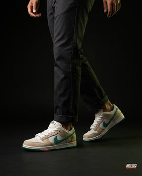NK Leather Panelled Skate Trainer Mixed 2 White Khaki Green