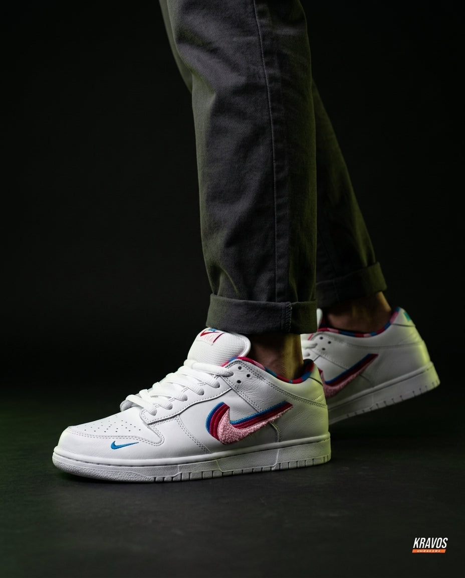 NK Leather Panelled Skate Trainer White White Pink Blue