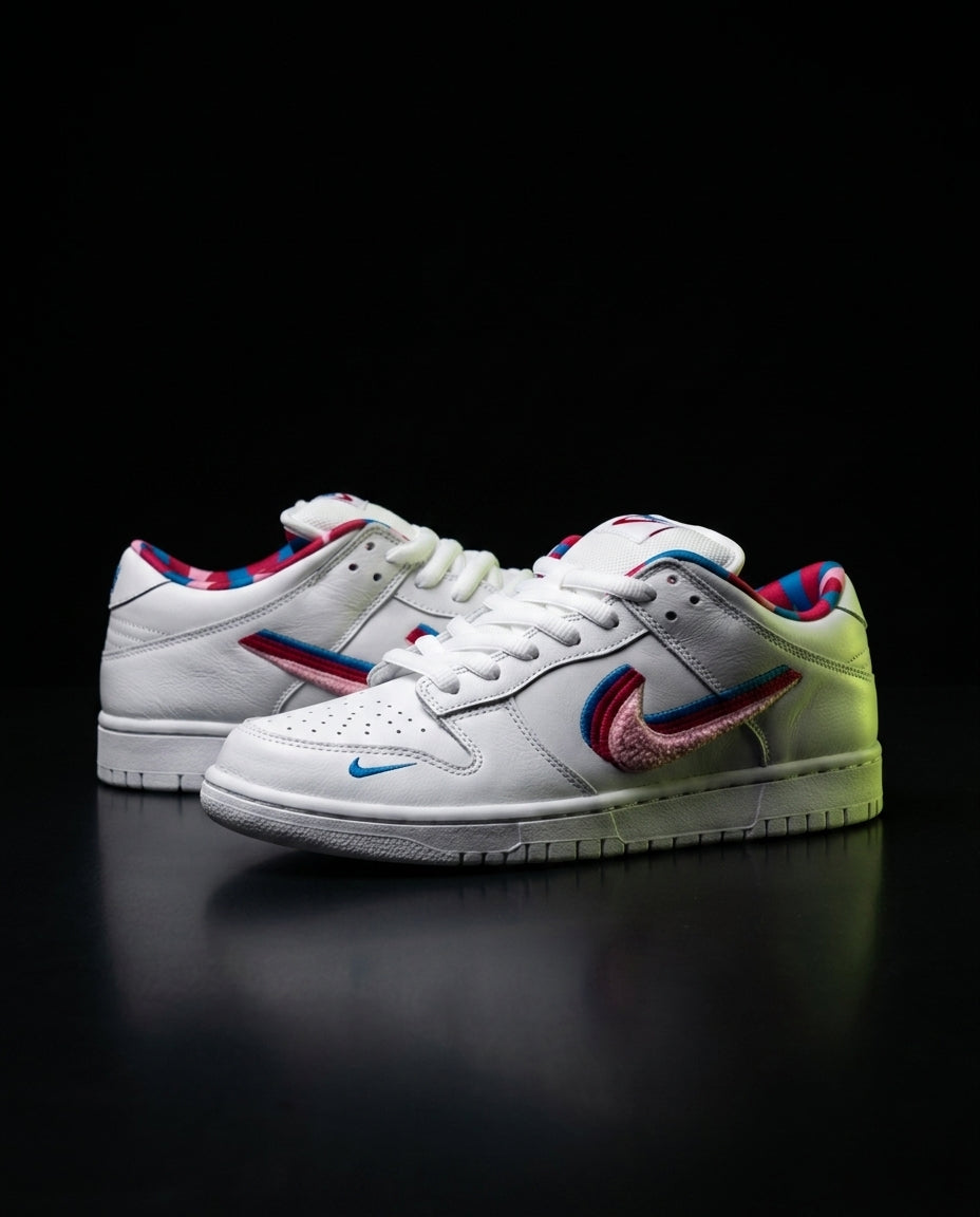 NK Leather Panelled Skate Trainer White White Pink Blue