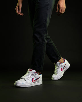 NK Leather Panelled Skate Trainer White White Pink Blue