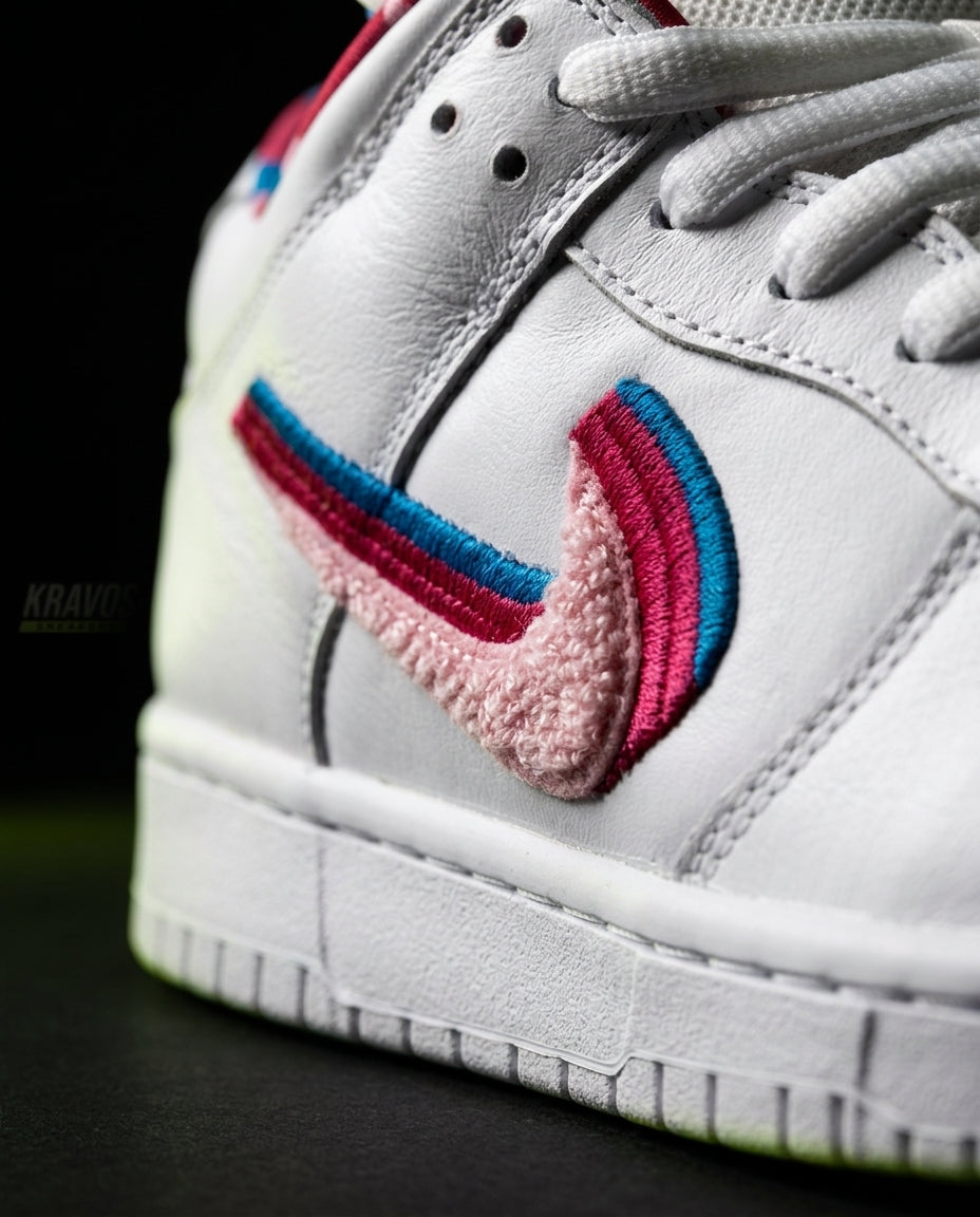 NK Leather Panelled Skate Trainer White White Pink Blue